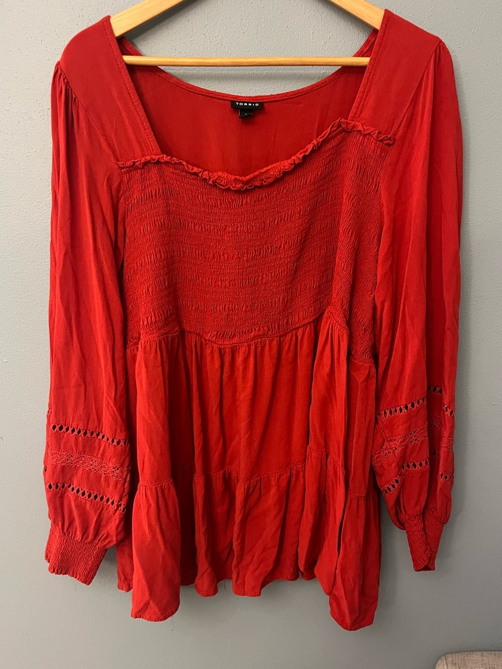 Torrid Smocked Peasant Top with Tiered Hem